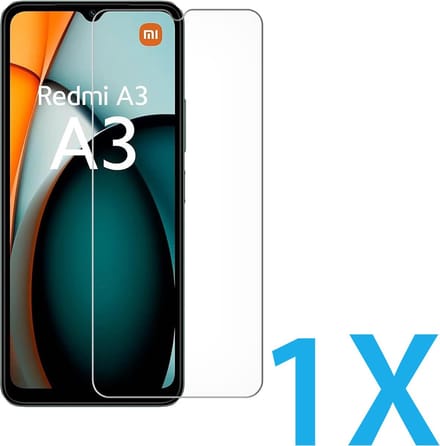Glasplaatje Geschikt voor: Xiaomi Redmi A3 - 1x Screenprotector - screen protector - glas - bescherm - beschermglas