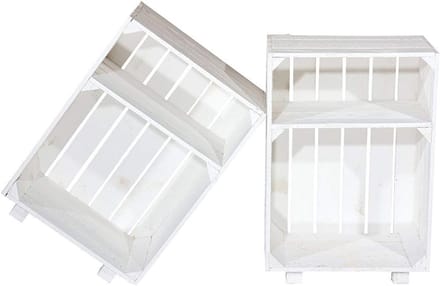 Set van 2 witte fruitkisten als nachtkastje en bijzettafel