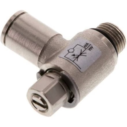 L-stuk Regelventiel 6 mm - G1/8'' Regeling-Uit Messing Sleufschroef