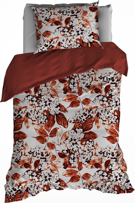 De Witte Lietaer Dekbedovertrek Katoen Flanel Mimulus - Eenpersoons - 140 x 200/220 cm - Rood