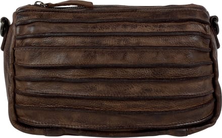 Schoudertasje Dames Klein - Crossbody Tas Dames - Gewassen Leer - Bruin - Arrigo