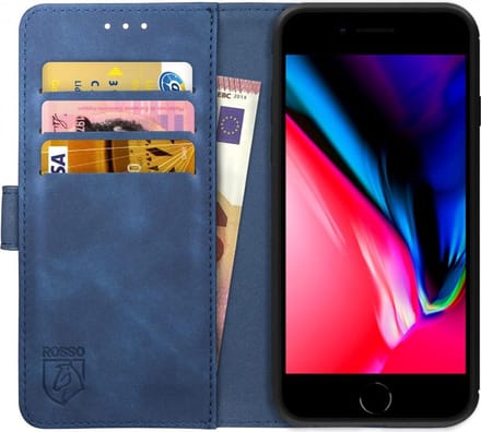 Rosso Element Hoesje Geschikt voor Apple iPhone 7 / 8 Book Cover Blauw