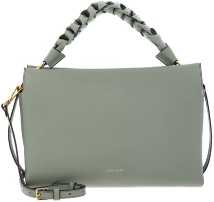 COCCINELLE Leren handtas schoudertas Boheme Grana Double Hand Bag Greenery / Rosette groene