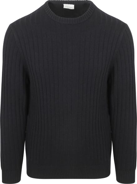 Profuomo Pullover Rib Wol Blend Navy - Maat L - Heren - Pullovers