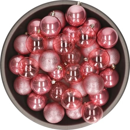 Decoris kerstballen - 25x stuks - 6 cm -kunststof - oudroze