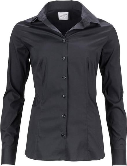 James and Nicholson Dames/dames Slim Fit Shirt (Zwart)