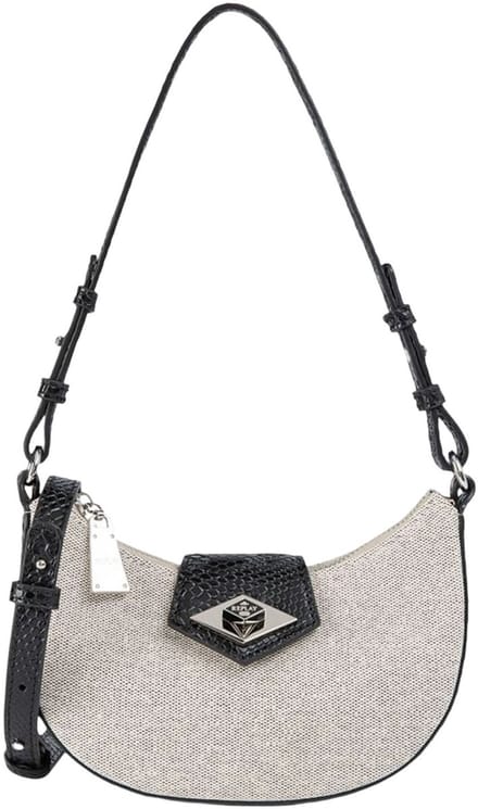 REPLAY schoudertas Shoulder Bag Cream White zwart Lichtgrijs