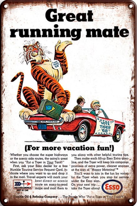 Signs-USA - Retro wandbord - metaal - Esso - Great Running Mate - 30 x 40 cm