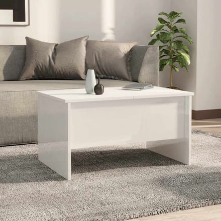 vidaXL - Salontafel - 80x50x42,5 - cm - bewerkt - hout - hoogglans - wit