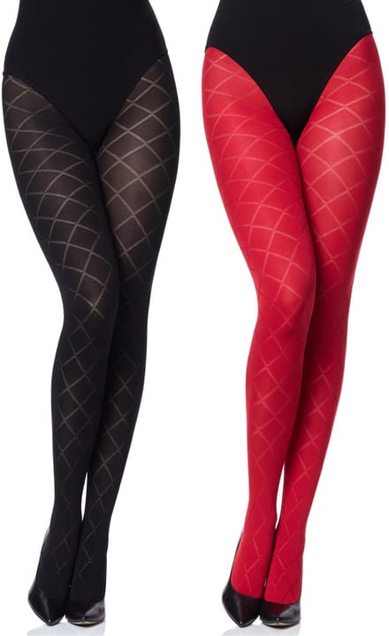 Merry Style Dames Panty 2 Pack - 60 DEN- 3D-technologie - Polyamide – Zwart/Rood – S - MS-GB-328-2B