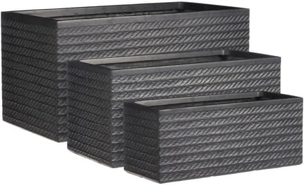 Mica Decorations Corda Plantenbak - H74 x Ø37 cm - Magnesium - Zwart - Set van 3