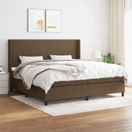 vidaXL - Boxspring - met - matras - stof - donkerbruin - 200x200 - cm