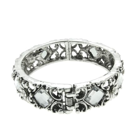 Behave - Bangle met scharnier - zilverkleur - barok avondstijl