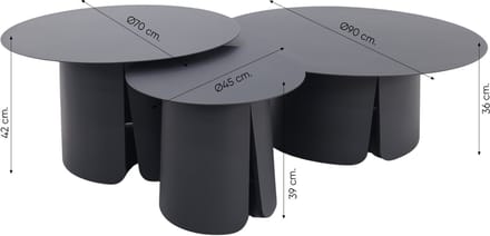 Velora koffietafels - Set van 3 - Royal grey