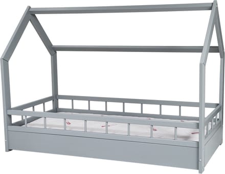 Bedhuisje - 80x160 cm - met matras - lichtgrijs