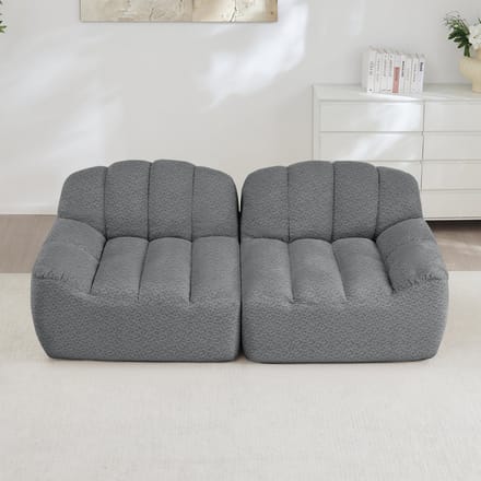 MODFU Modulaire Bank - Frameloos En Schelpvormig - Voor Woonkamer - Fleece Met Korrelstructuur - Grijs