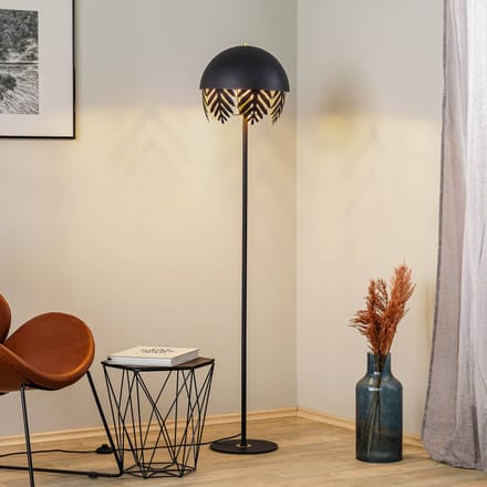 Lucande - vloerlamp - 1licht - IJzer - H: 160 cm - E27 - zwart, goud