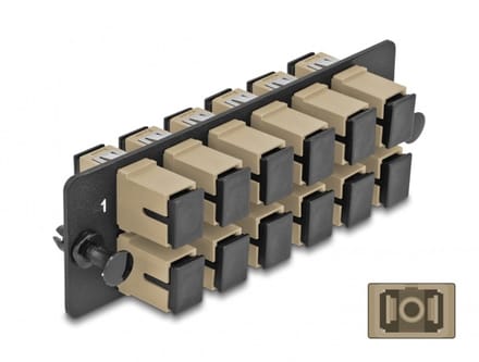 Delock Fiber Optic Adapter Panel SC Simplex OM1 / OM2 12 Port beige