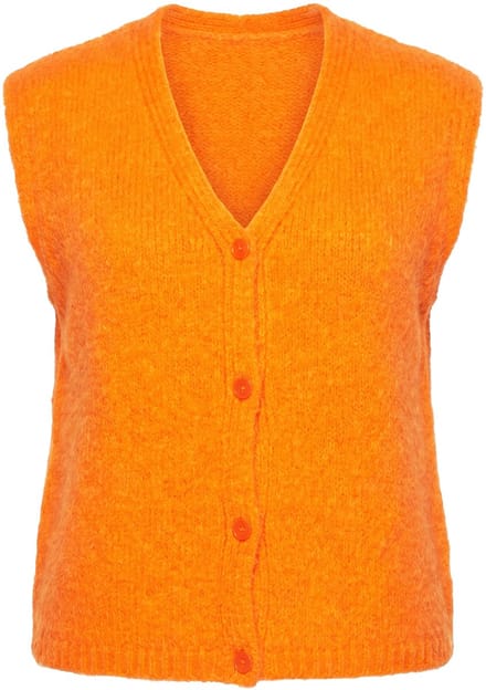 Laurasøn - Dames - Gebreid vest - Neonoranje - Maat 48+