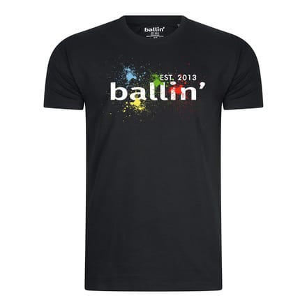 Heren Tee SS met Ballin Est. 2013 Paint Splatter Tee Print - Zwart - Maat XL