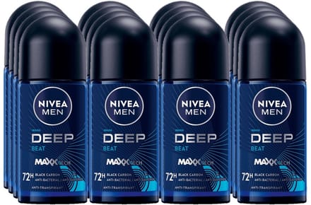 Nivea Deo Roller Men – Deep Black Carbon Beat 12 x 50 ml
