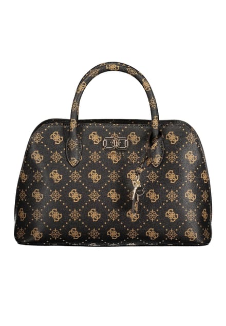 GUESS handtas schoudertas Emelie Logo Two Comp Satchel Espresso Logo donkerbruin