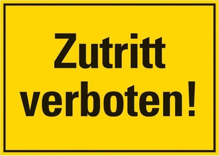 Pickup kunststoff Schild 35x25 cm ZUTRITT VERBOTEN
