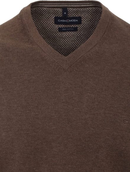 Casa Moda Heren Trui Met V-Hals Pima-Katoen 004430-685 Bruin - L