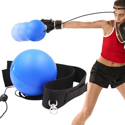 Boksbal Hoofdband - Reflexbal Training - Verbeter Reactievermogen - Verstelbare Pasvorm - 9cm Bal Diameter - Blauw