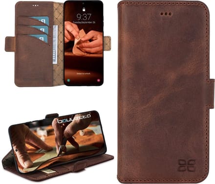Bouletta geschikt voor Samsung Galaxy S21 Plus lederen BookCase hoesje - Antic Coffee