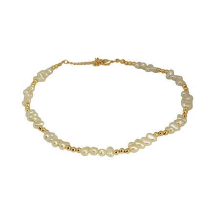 Baroque Pearl Choker Necklace Gold 14K