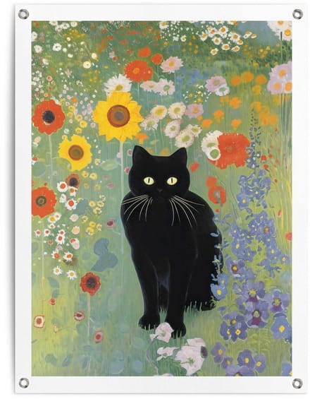 Tuinposter Kat in het veld - 80 x 60 - Canvas - REINDERS