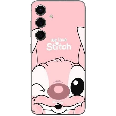 Coque Samsung Galaxy S24 Plus Stitch Angel mignon gond rose Maniacase zwart