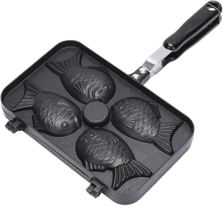 Taiyaki Pan - Visvorm Wafelijzer - Thuis Bakken - Antiaanbaklaag - 375 x 24 cm - Zwart