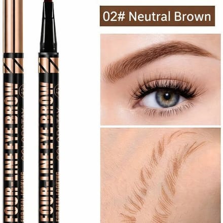 3D Wenkbrauwpotlood Waterproof Neutral bruin / Brown – Microblading Eyebrow Pen met 4 Split Micro Tip en Natuurlijk Haar Effect – 48H Langhoudend