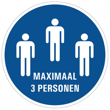 Maximaal 3 personen sticker 150 mm