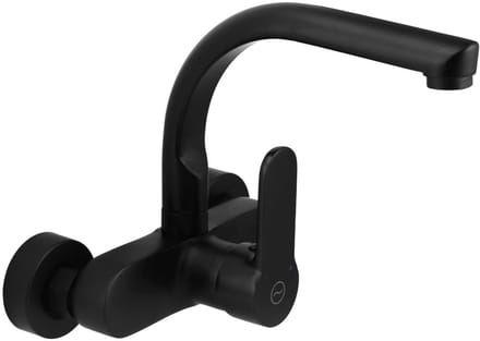 Keukenkraan muur bovenuitloop zwart Casa BL-1003-CS Aquanello