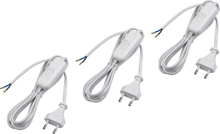 Set van 3 Euro voedingskabels met schakelaar - 2 meter Wit