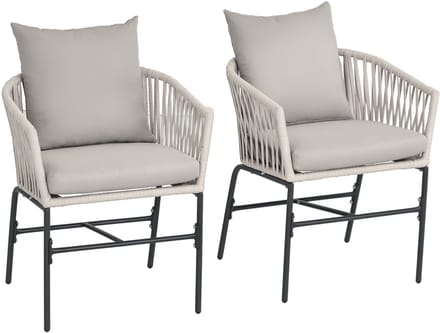 Outsunny tuinstoel - set van 2 stolen - met 4 kussens - staal - beige