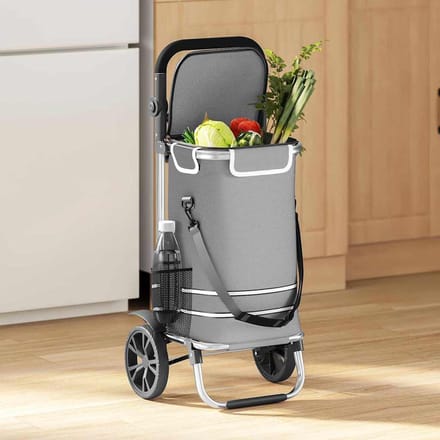 vidaXL - Winkelwagen - Grijs - 36,5 - x - 46,5 - x - 100,5 - cm - Oxford - stof