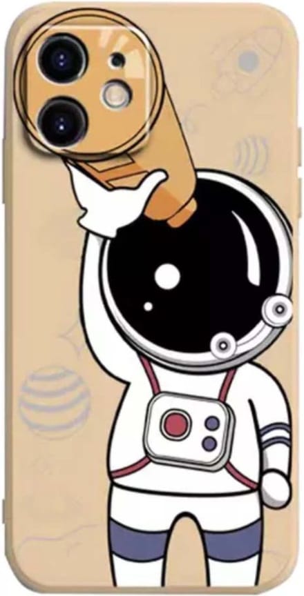 Smartphonica iPhone 12 Mini hoesje TPU met astronaut opdruk - beige geschikt voor iPhone 12 Mini