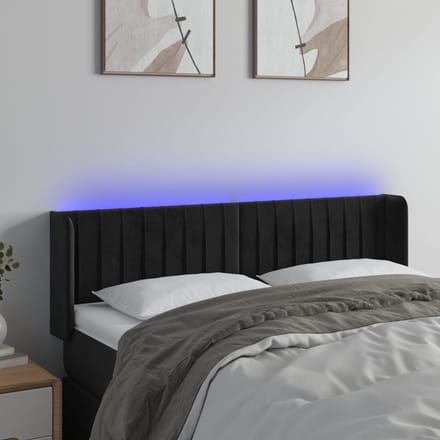 vidaXL - Hoofdbord - LED - 147x16x78/88 - cm - fluweel - zwart