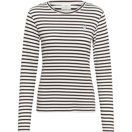 Kaffe Liddy T-Shirt Dames T-shirt - Chalk / Brown - Blue Heart