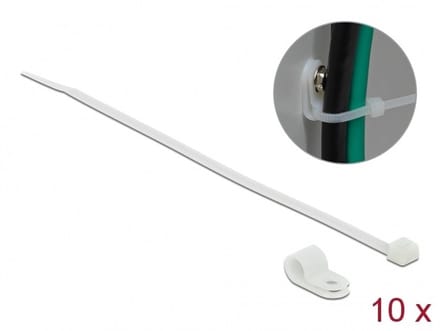Tie-wraps 200 x 3,6mm (10 stuks) met montageklem (10 stuks) / transparant