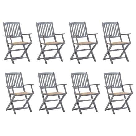 vidaXL - Inklapbare - stoelen - 8 - st - met - kussens - massief - acaciahout