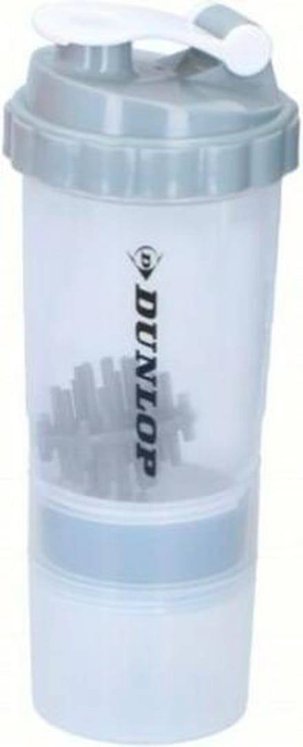 DUNLOP sportfles met rietje + eiwitshaker 550ML - grijs