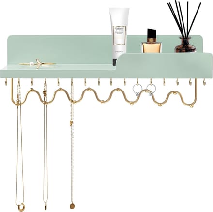 Sieraden Organizer - Hengel Display - Sieraden Opbergen - Houten Constructie - 38 x 14 x 10 cm - Groen