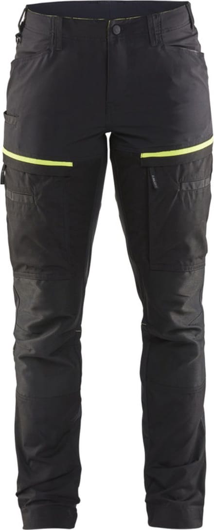 Blaklader Servicewerkbroek met stretch voor dames 7166-1845 - Zwart/High Vis Geel - D24