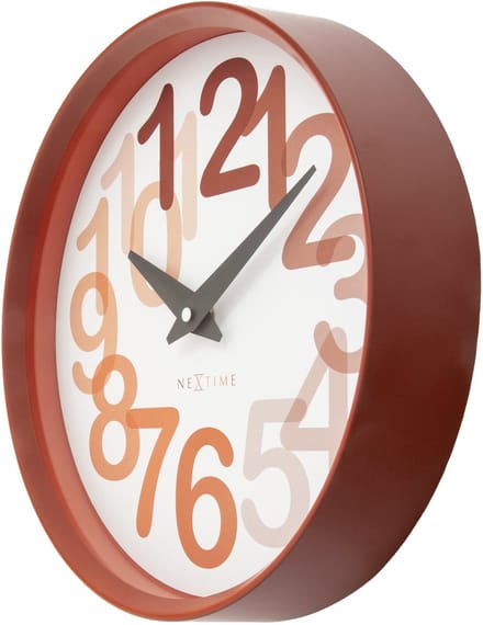 Wandklok 30cm-Silent-Spice Oranje-Plastic-NeXtime 'Groot Getal'