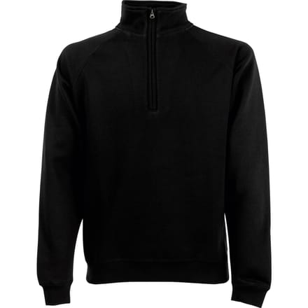Fruit Of The Loom Heren Ritssluiting Nek Sweatshirt Top (Zwart)